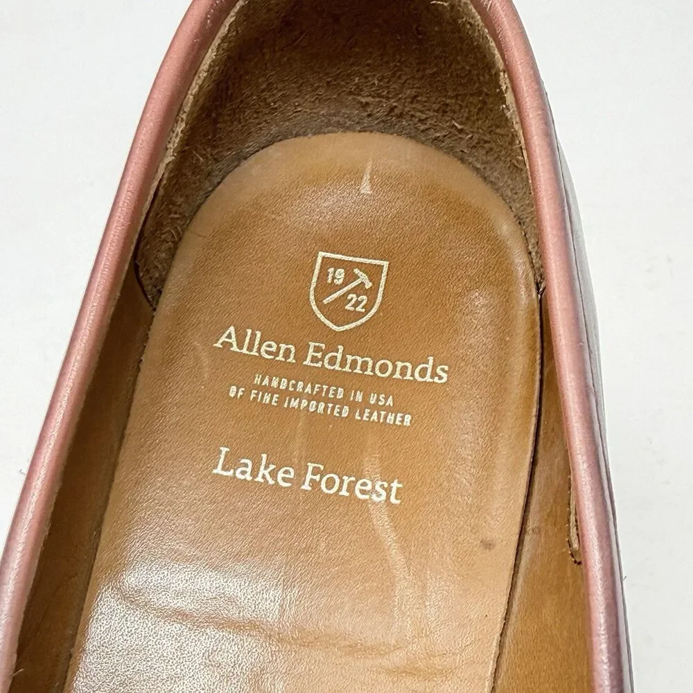 Allen Edmonds Lake Forest Penny Loafers Mens 9.5 D Burgundy Leather Dress Shoes